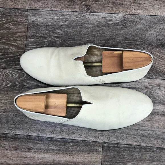 Giorgio Armani Cream Leather Almond Toe Slip On Loafers Men's 44/ US 10.5 - Picture 5 of 15